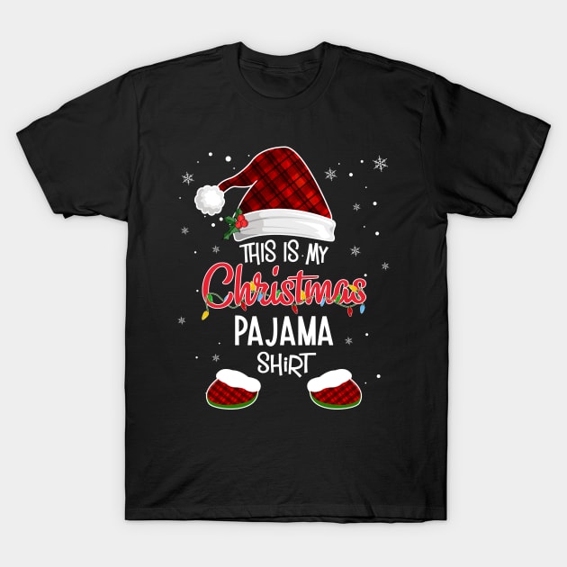 This Is My Christmas Pajama Shirt Gnome Christmas Red Plaid T-Shirt T-Shirt by Alana Clothing